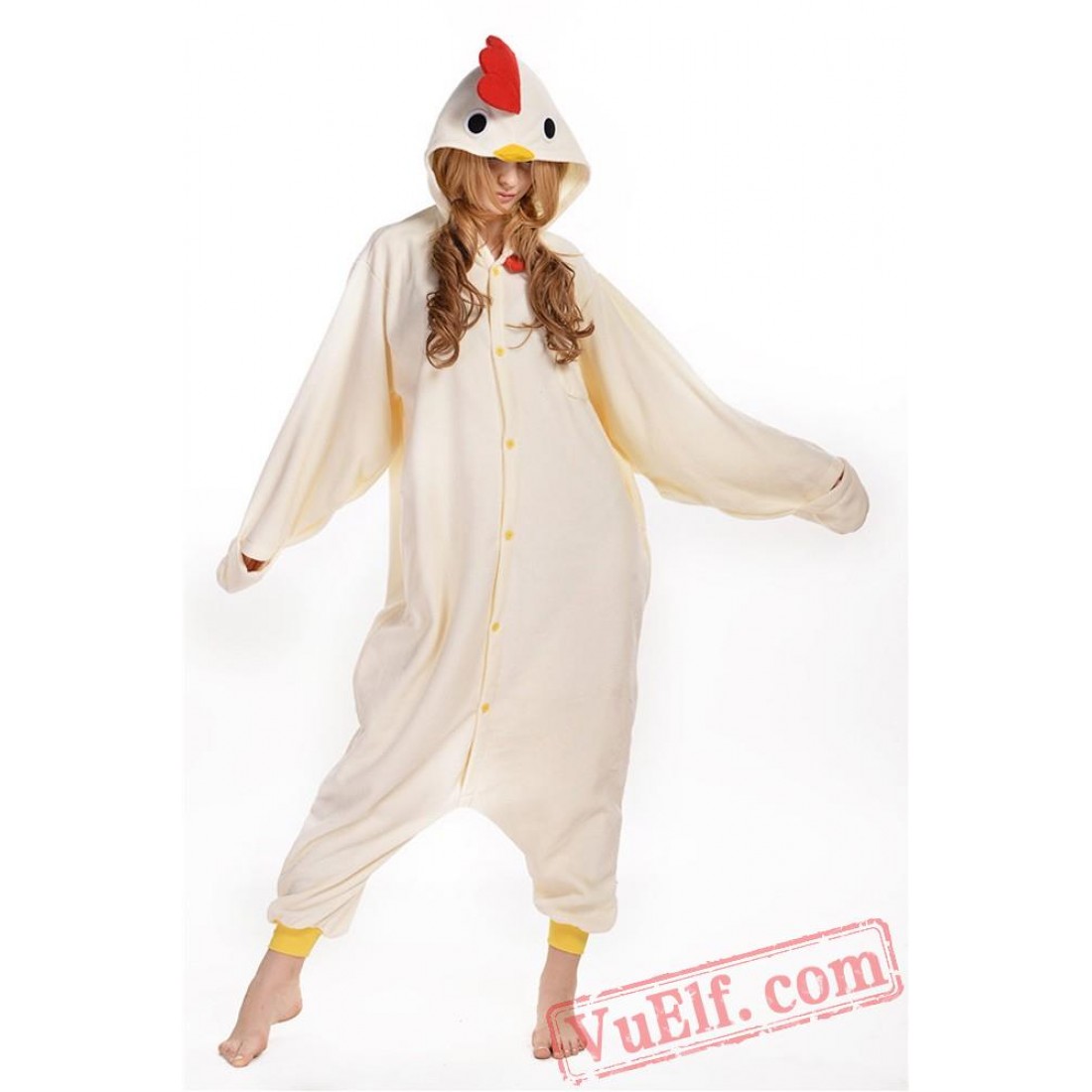 White Rooster Onesie Costumes Animal Kigurumi Pajamas