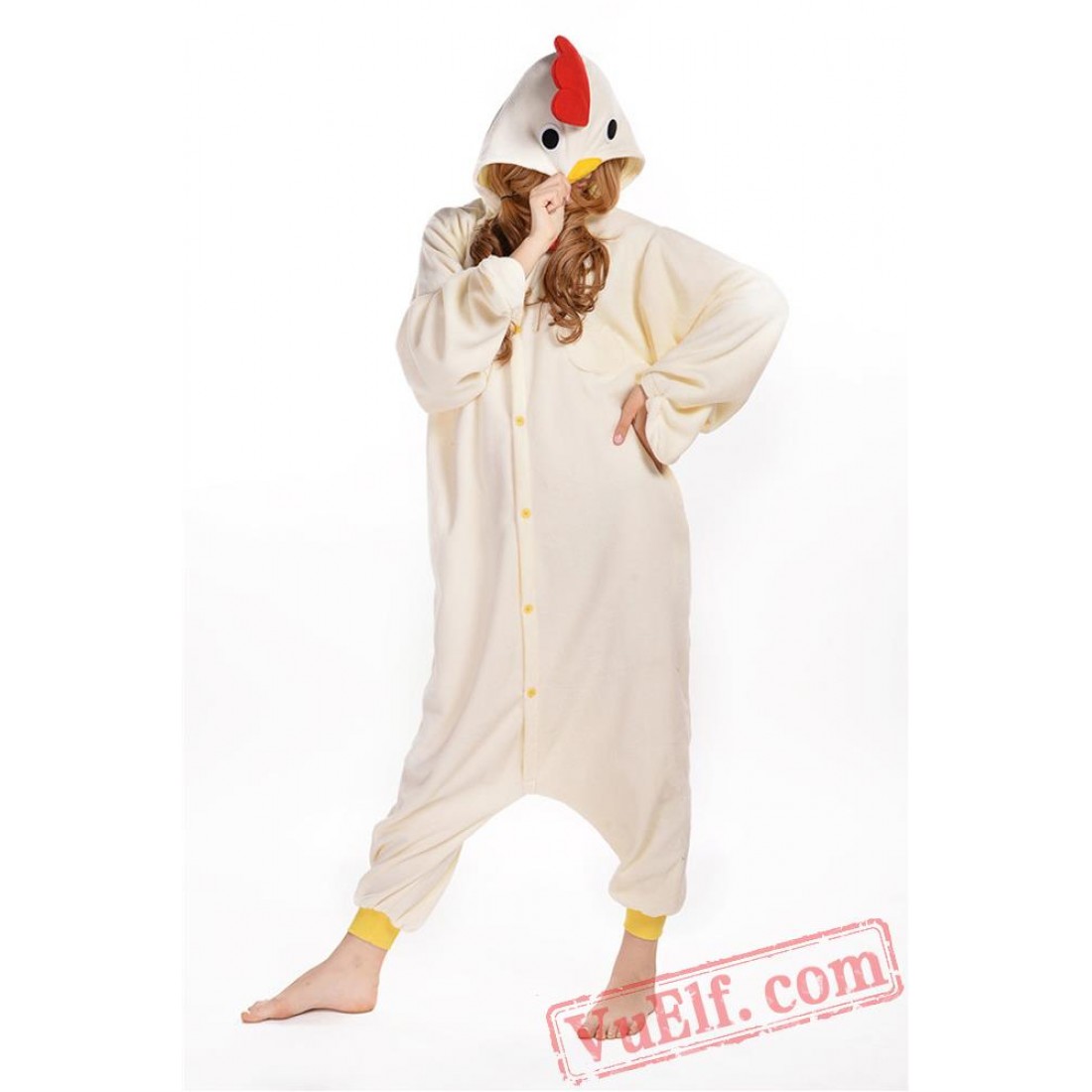 White Rooster Onesie Costumes Animal Kigurumi Pajamas