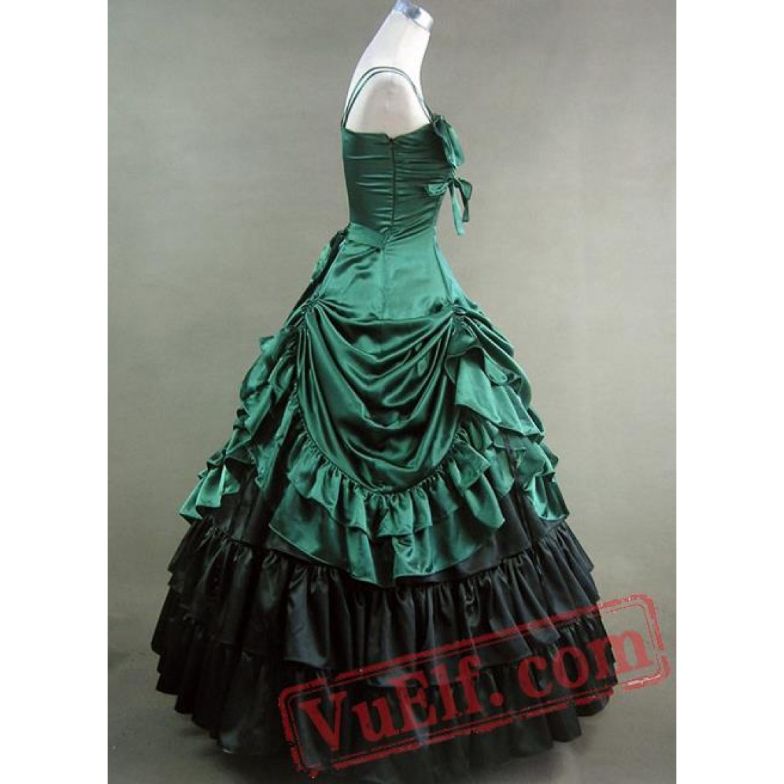 Green Satin Gothic Victorian Dress