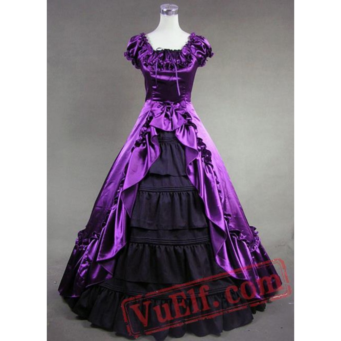 Purple and Black Victorian Dress