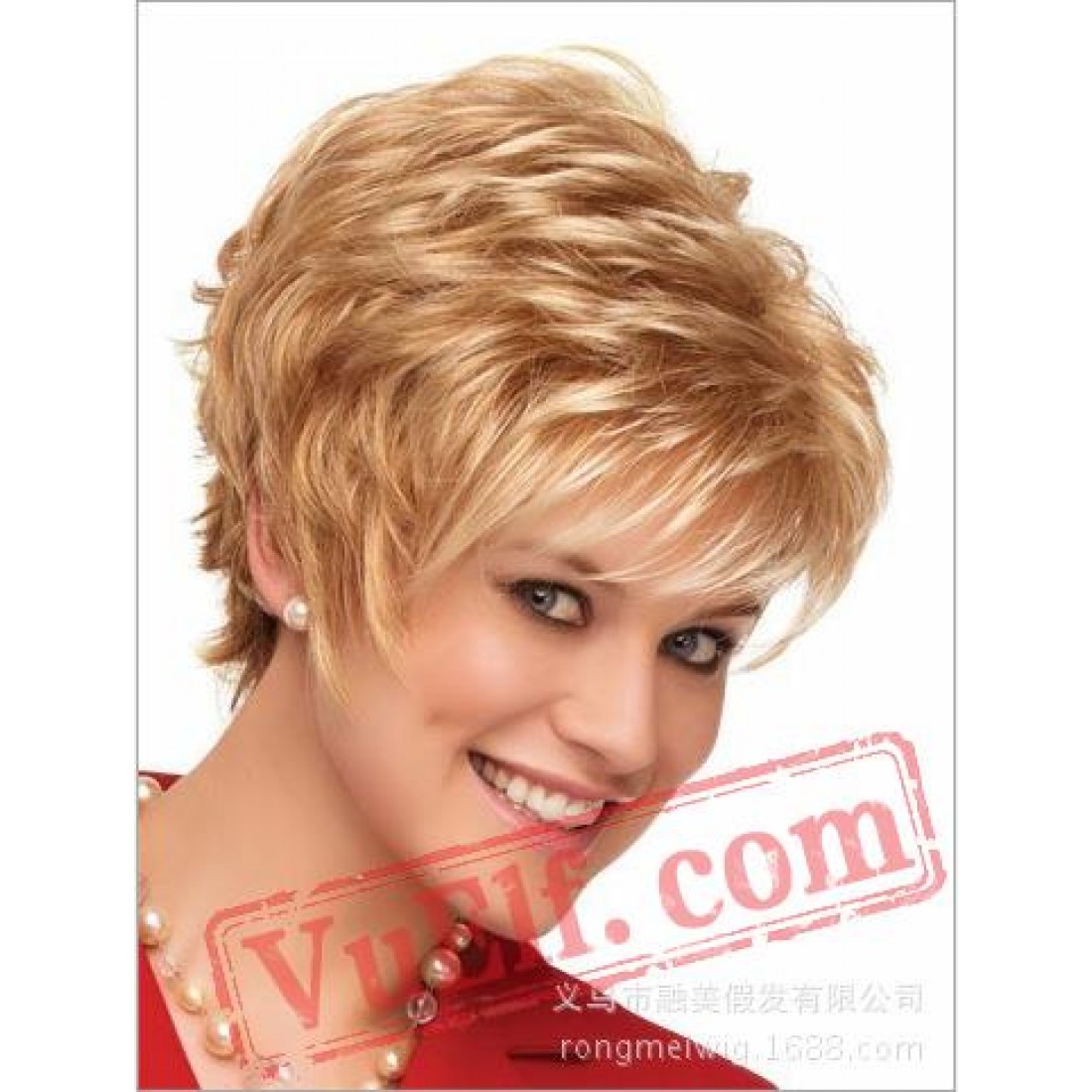 Short Curly Golden Wigs for Women