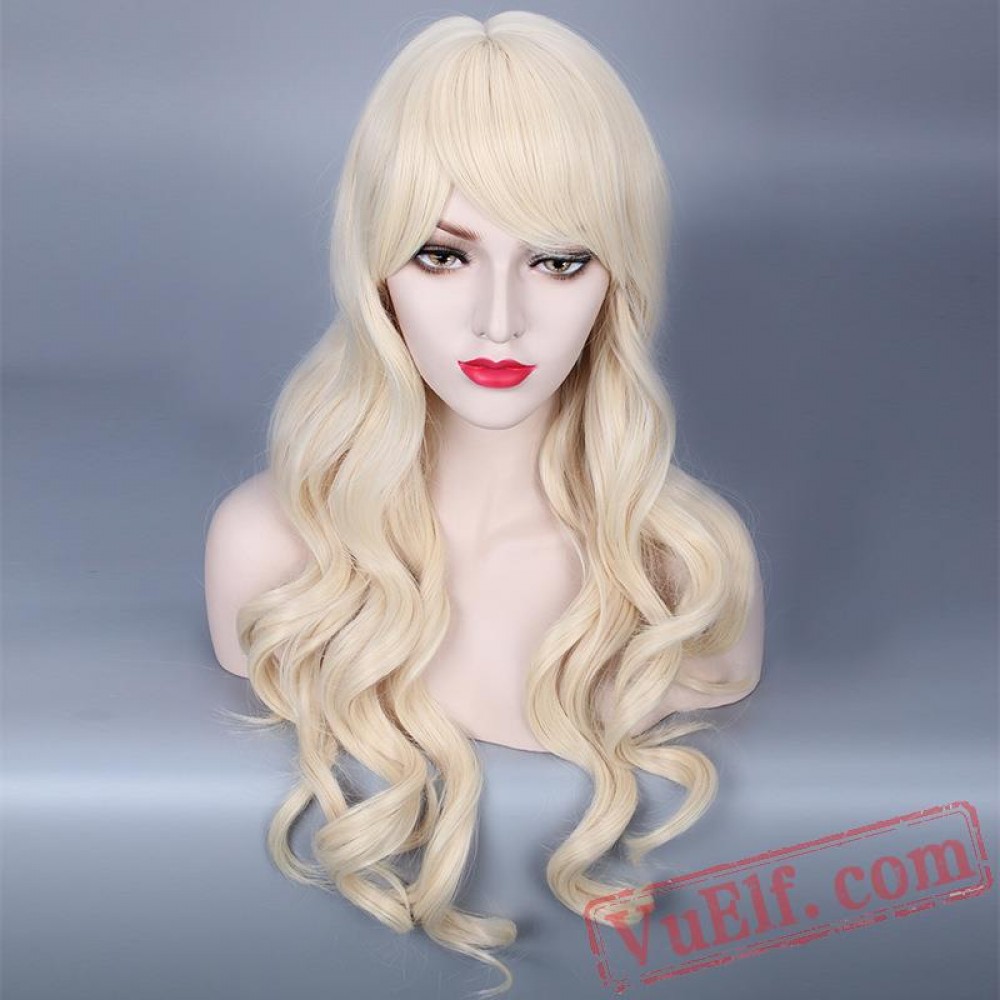 Long Curly Gold Wigs for Women