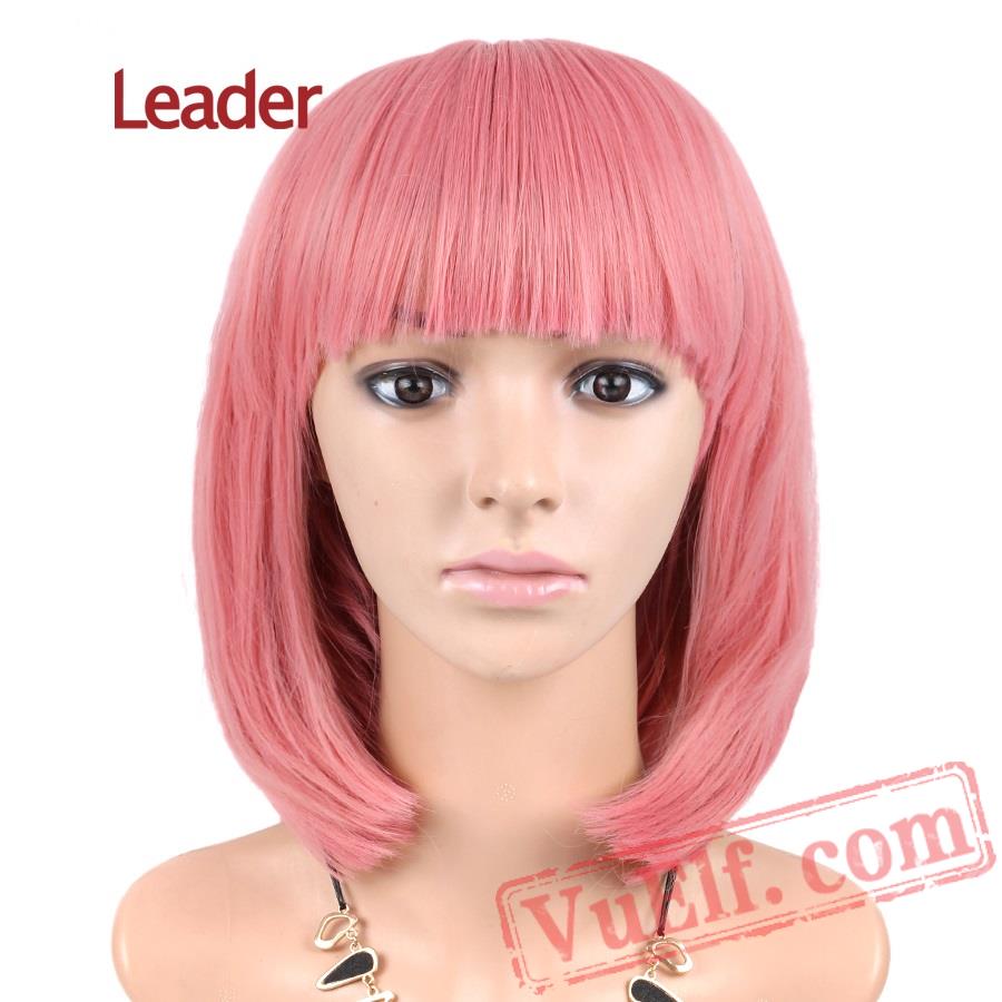 short pink cosplay wig