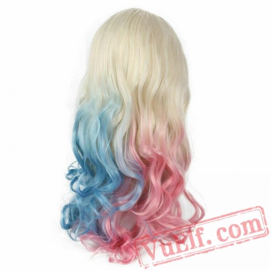 blue and pink hair tips