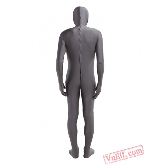Deep Gray Open Face Lycra Spandex Bodysuit Zentai Suit